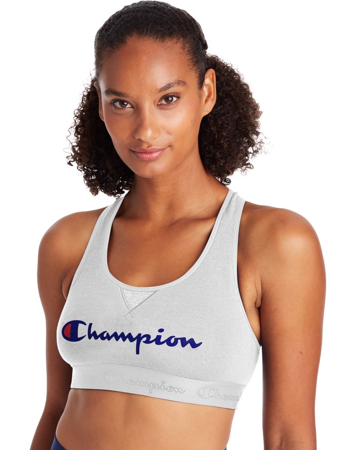 Champion Womens Sports Bra NZ - The Authentic Script Logo White ( 2845-CSBGQ )